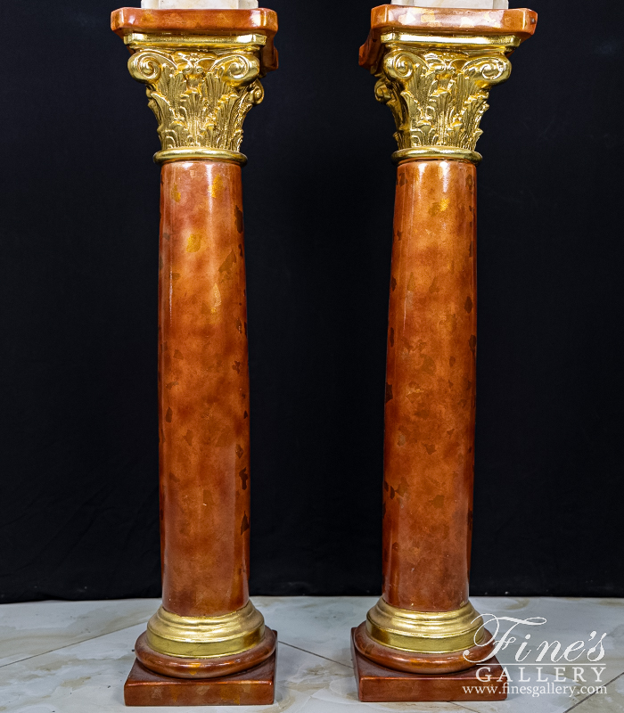 Marble Planters  - Cast Stone Vase And Pedestal Set - MP-466